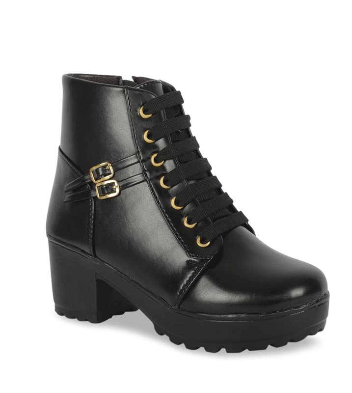 ZAPATOZ Women Black Solid Heeled Boots