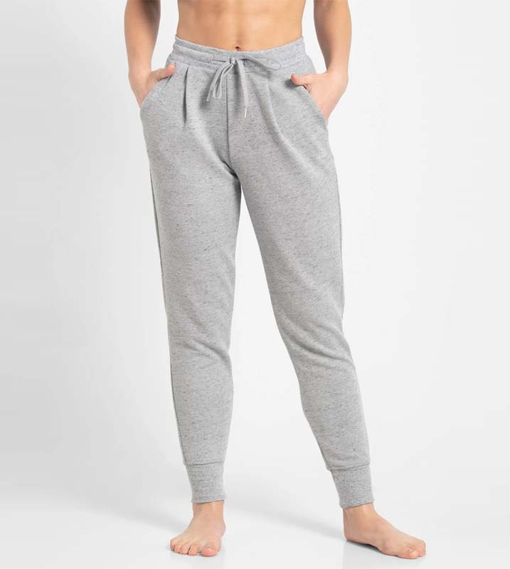 Joggers for Women with Side Pocket- Grey Snow Melange