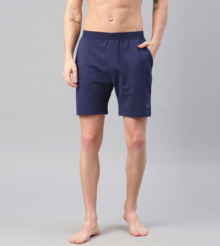 HRX Men Navy Blue Solid Regular Fit Yoga Shorts
